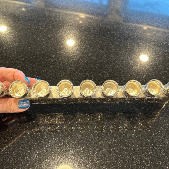 Elegant Silver Menorah Candle Holder - Picture 3 of 6